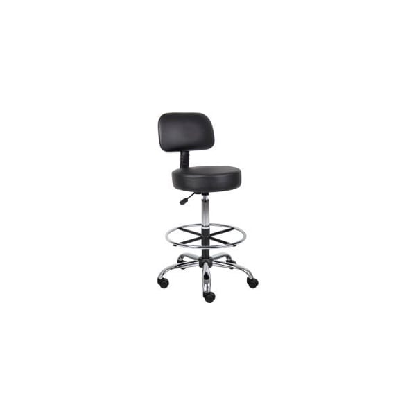 Boss Office Products Interion Vinyl Medical Stool with Backrest and Footring, Black B522158A - main